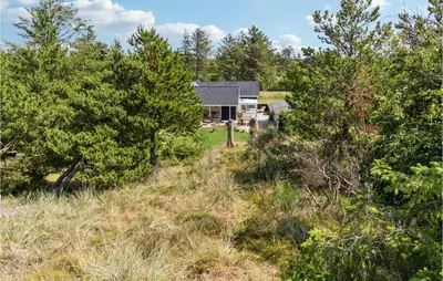 a house in the middle of a field with trees at Nice Home In Blokhus With Kitchen in Blokhus