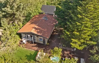 an overhead view of a house with a roof at Lovely Home In Hurup Thy in Sønder Ydby