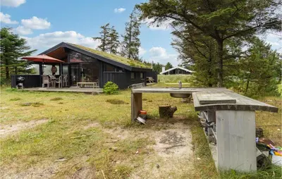 a house with a picnic table in front of it at Awesome Home In Saltum With Wifi in Saltum