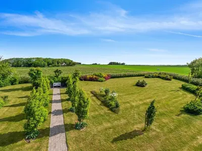 an overhead view of a garden with trees and a pathway at Apartment Dietlinde - 1-3km to the fjord by Interhome in Thyholm