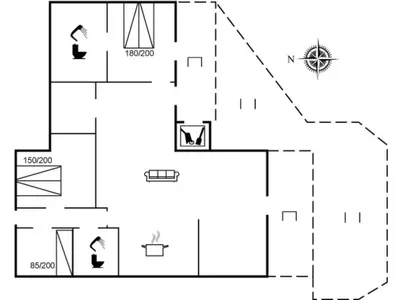 a floor plan of a house at Holiday Home Alban - 700m from the sea by Interhome in Løkken