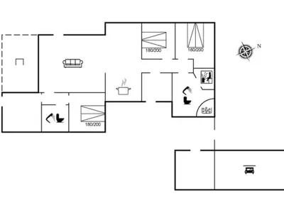 a floor plan of a house at Holiday Home Sazdo - 1-1km from the sea by Interhome in Saltum