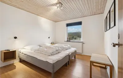 a bedroom with a large bed and a window at 3 Bedroom Lovely Home In Vestervig in Vestervig