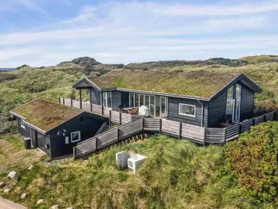 a house with a grass roof on top of a hill at Holiday Home Gebko - 150m from the sea by Interhome in Saltum