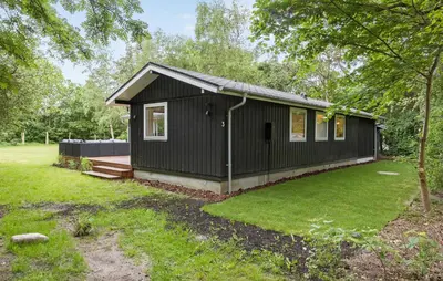 a black tiny house in a yard at 3 Bedroom Nice Home In Thyholm in Thyholm