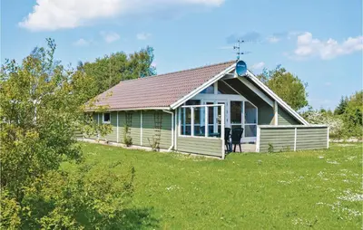 a small house in a field with a grass yard at Nice Home In Vinderup With Kitchen in Vinderup