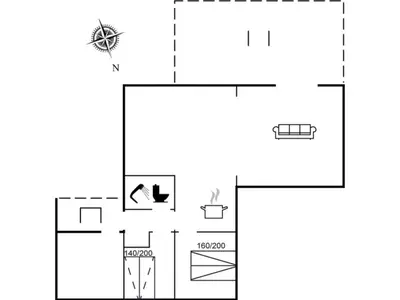 a drawing of a floor plan of a house at Holiday Home Gisa - 400m from the sea by Interhome in Fjerritslev