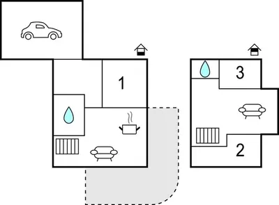 an illustration of a block diagram of a house at 3 Bedroom Beautiful Home In Vesløs in Vesløs