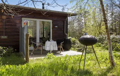 a small wooden cabin with a table in the yard at Stunning Home In Bedsted Thy With Wifi in Bedsted Thy