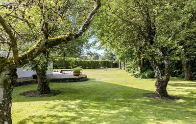 a park with trees and a bench in the grass at 3 Bedroom Beautiful Home In Roslev in Roslev