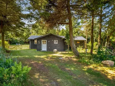 a small cabin in the middle of a yard at Holiday Home Jenvold - 1-5km from the sea by Interhome in Blokhus