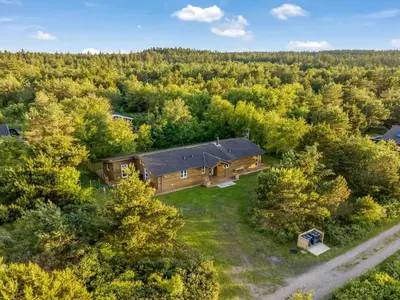 an overhead view of a log cabin in the woods at Holiday Home Zölestine - from the sea by Interhome in Fjerritslev