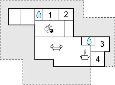 a block diagram of a bathroom with a sink at 4 Bedroom Pet Friendly Home In Blokhus in Blokhus