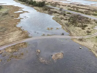 an aerial view of a body of water at 8 person holiday home in Hurup Thy-By Traum in Sindrup