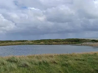 a body of water in the middle of a field at 6 person holiday home in Hurup Thy-By Traum in Sindrup