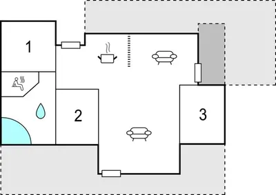 a plan of a bathroom with a shower at Cozy Home In Lemvig With Sauna in Lemvig