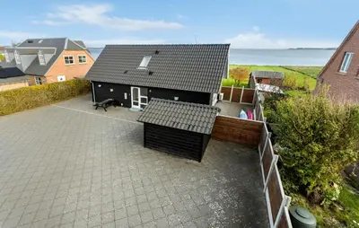 an aerial view of a house with a patio at Lovely Home In Fur With Sauna in Fur