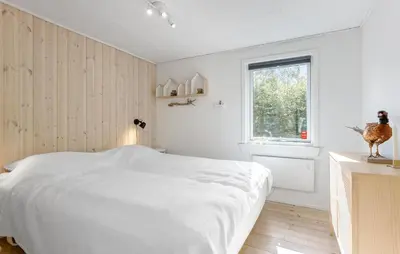 a white bedroom with a large bed and a window at Pet Friendly Home In Spøttrup With Wifi in Spottrup
