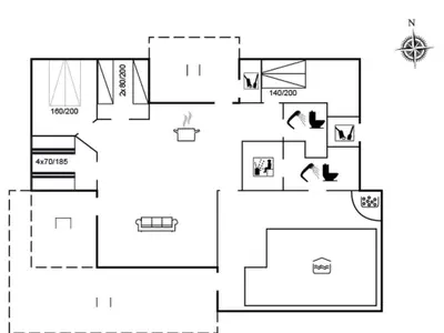 a floor plan of a house at Holiday Home Arild - 900m from the sea by Interhome in Saltum