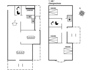 a floor plan of a house at Holiday Home Isabel - 600m from the sea by Interhome in Blokhus