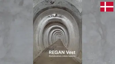 a tunnel with a sign that reads regan vest at Danhostel Rebild in Skorping