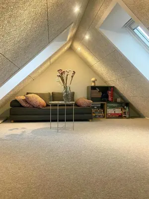 a living room with a couch and a table at Panoramic Views Of Venø Bay At Handbjerg Marina