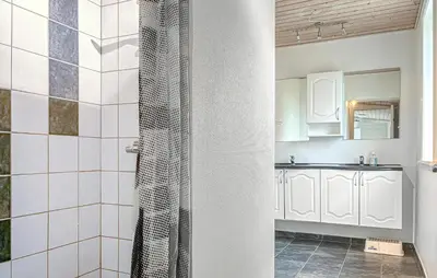 a bathroom with a shower and a sink at Gorgeous Home In Thisted With Wifi in Thisted