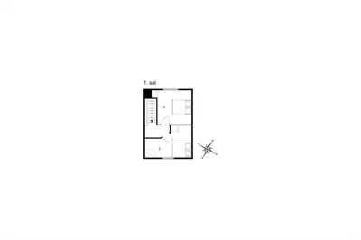 a floor plan of a modern house at Newly renovated house in the center in Thyborøn
