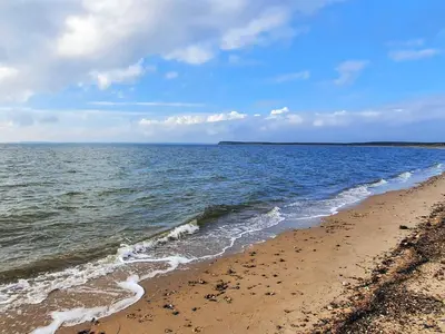 a beach with the ocean on a cloudy day at 6 person holiday home in Spøttrup in Spottrup