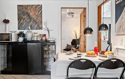 a kitchen with a table with two chairs and a table sidx sidx sidx at Amazing Apartment In Thisted With Wifi in Thisted
