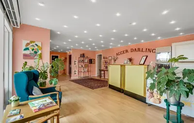 a room with a desk and some plants in it at Amazing Home In Vestervig With Sauna in Vestervig