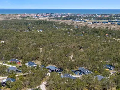 an aerial view of a subdivision of houses at Beautifully Renovated Holiday Home With Covered Terrace And Wood-Burning Stove, Close To The North Sea In Thy in Sønder Vorupør