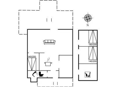 a floor plan of a house at Holiday Home Goodje - 400m from the sea by Interhome in Blokhus