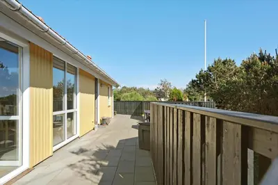 a balcony of a house with a wooden fence at 644-Thisted-Kristinesvej-4 in Thisted