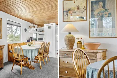 a kitchen and dining room with a table and chairs at 912-Thisted-Astien-17 in Torsted