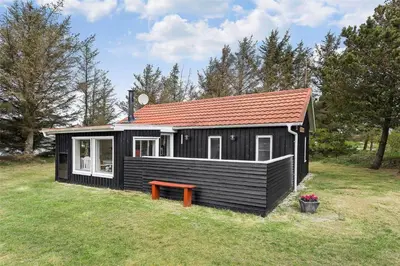 a black tiny house with a red roof at 630-Thisted-Kristinesvej-40 in Thisted