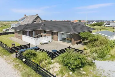 an aerial view of a house with a deck at 138-Thisted-Lervej-8-B in Thisted