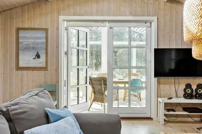a living room with a sliding glass door at 788-Thisted-Blamunkevej-46 in Thisted