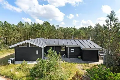 a black building with a porch in a field at 286-Thisted-Blamunkevej-49 in Thisted