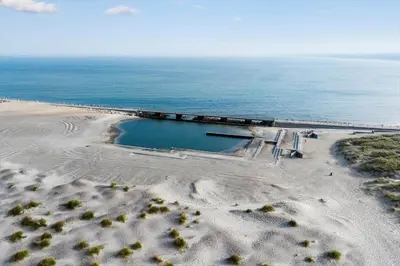 an aerial view of a beach with a train on it at 793-Thisted-Havstokken-24-1 in Thisted