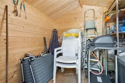 a room with a table and chairs in a trailer at 727-Thisted-Blamunkevej-11 in Thisted