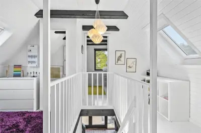 a white staircase in a house with a window at 142-Thisted-Pighvarvej-4 in Thisted