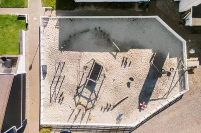 an aerial view of a building with a painting on it at 266-Vestervig-Havnevej-1-lejl-19 in Vestervig