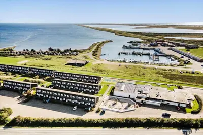an aerial view of a marina next to the ocean at 254-Vestervig-Havnevej-1-lejl-4 in Vestervig