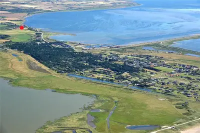 an aerial view of an island in the water at 204-Vestervig-Lodbjergvej-4 in Vestervig