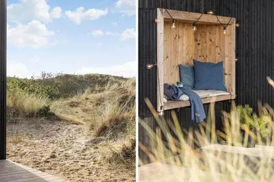 a bed in a wooden box on the side of a beach at 109-Thisted-Lyngbakken-9 in Thisted