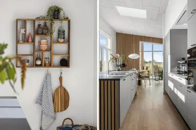 a kitchen with a sink and a counter in a room at 109-Thisted-Lyngbakken-9 in Thisted