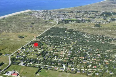 an aerial view of a town with a red circle at 531-Thisted-Ingerslevvej-5 in Thisted