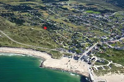 an aerial view of a beach with a red dot at 151-Thisted-Havbovej-39 in Thisted
