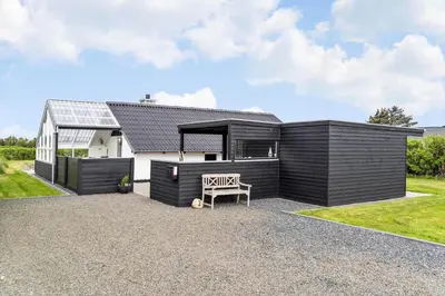 a black and white house with a shed at 382-Thisted-Kristinesvej-2 in Thisted